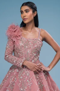 Pink Sequins Embroidered Gown - Image 3