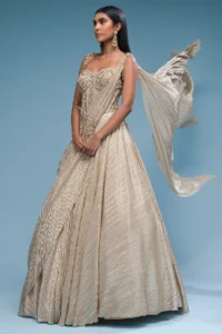 Gold Sequins Embroidered Gown - Image 2