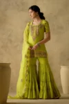 NEON GREEN EMBROIDERED GARARA