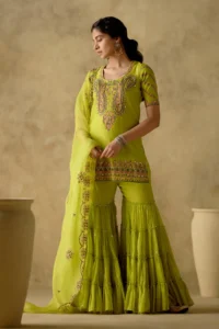 NEON GREEN EMBROIDERED GARARA - Image 2