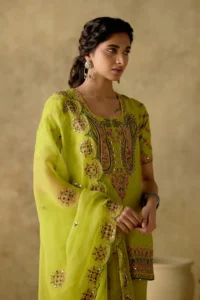 NEON GREEN EMBROIDERED GARARA - Image 4