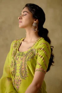 NEON GREEN EMBROIDERED GARARA - Image 5